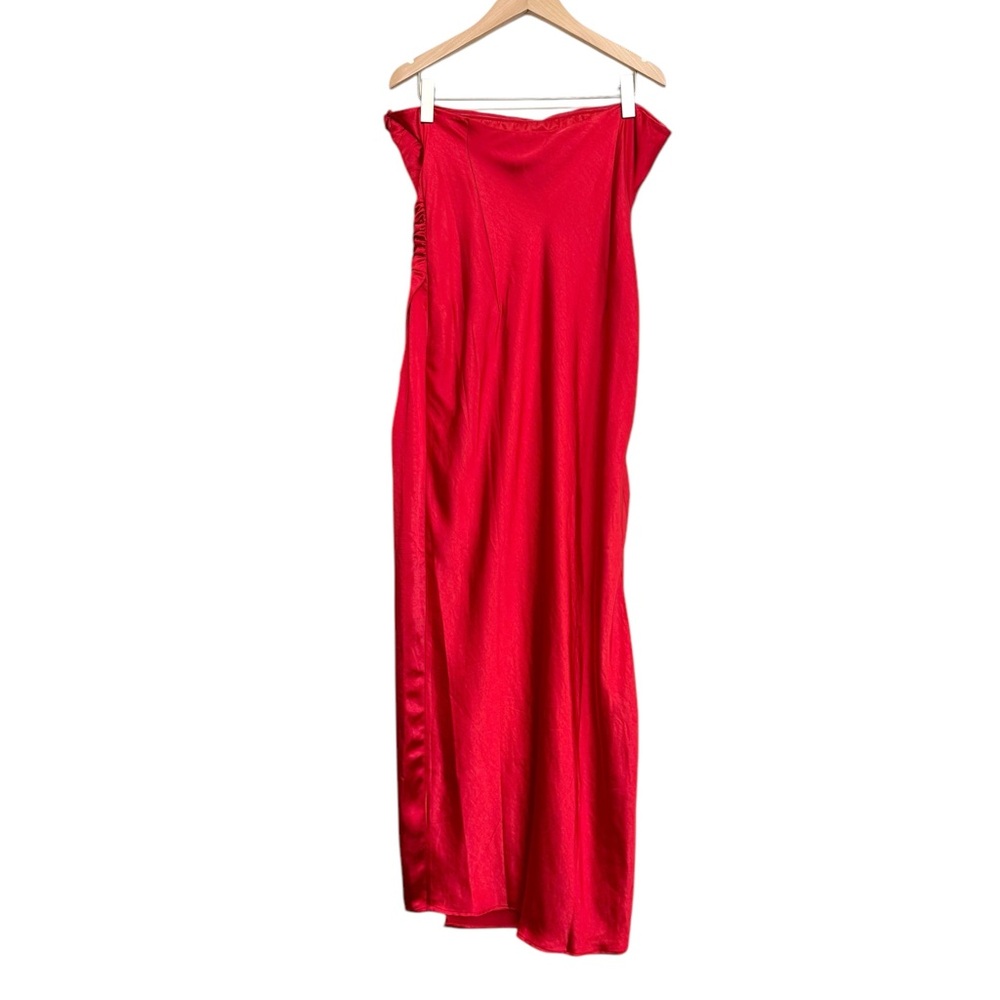 NWT Meshki Aminah Draped Strapless Satin Maxi Dress in red Size XXL - Picture 11 of 16